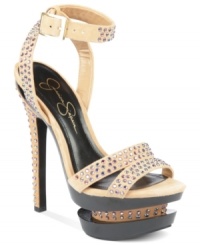 Dazzle 'em with your fashion-forward style. Between the stacked platform and the all-over studs on Jessica Simpson's Celin platform pumps, they won't know where to look first. Dazzle 'em with your fashion-forward style. Between the stacked platform and the all-over studs on Jessica Simpson's Celin platform pumps, they won't know where to look first.