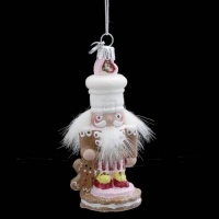 HOLLY CHUBBY GINGERBREAD NUTCRACKER GLASS ORNAMENT HOLLY CHUBBY GINGERBREAD NUTCRACKER GLASS ORNAMENT