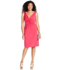 Strategically-placed ruching gives NY Collection's jersey dress a fabulously flattering look! Try it with sandals for effortless summertime chic. Strategically-placed ruching gives NY Collection's jersey dress a fabulously flattering look! Try it with sandals for effortless summertime chic.