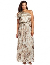 Jessica Howard Women's Plus-Size One Shoulder Maxi Dress