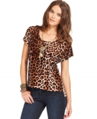 In fall's hottest fabric, this leopard-print Lucky Brand Jeans velvet top is perfect for fierce fall style! In fall's hottest fabric, this leopard-print Lucky Brand Jeans velvet top is perfect for fierce fall style!