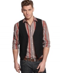 Clean up your casual act. This Alfani vest keeps it classy all weekend long. Clean up your casual act. This Alfani vest keeps it classy all weekend long.