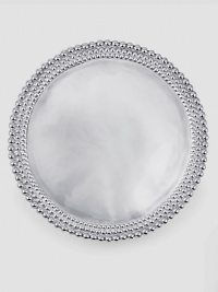 Triple-border plate in gleaming recycled aluminum makes a glorious presentation piece, bearing the evening's grand finale.Hand-crafted14.5 diam.Wipe cleanImported Triple-border plate in gleaming recycled aluminum makes a glorious presentation piece, bearing the evening's grand finale.Hand-crafted14.5 diam.Wipe cleanImported