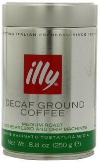 illy Caffe Decaffeinated Ground Coffee (Medium Roast, Green Band) Coffee, 8.8-Ounce Tins (Pack of 2) illy Caffe Decaffeinated Ground Coffee (Medium Roast, Green Band) Coffee, 8.8-Ounce Tins (Pack of 2)