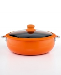 A little color, a lot of great taste. A jolt of orange wakes up your space and ushers in a new cooking sensibility. This aluminum vessel prompts quick & even heating, while the handy glass lid locks in flavor, nutrients and moisture. The nonstick interior & silicone rim add a hearty helping of ease & convenience. A little color, a lot of great taste. A jolt of orange wakes up your space and ushers in a new cooking sensibility. This aluminum vessel prompts quick & even heating, while the handy glass lid locks in flavor, nutrients and moisture. The nonstick interior & silicone rim add a hearty helping of ease & convenience.