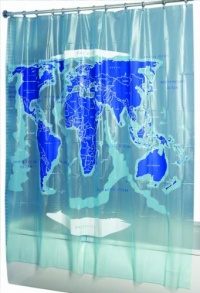 Croydex AE580815YW World Map Shower Curtain, White Croydex AE580815YW World Map Shower Curtain, White