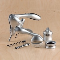 When you have this essential entertainment tool you can spend more time with your guests. The Rabbit corkscrew opens a bottle of wine in three seconds. This set includes corkscrew, foil cutter, drip-stop ring, wine/champagne sealer, wax seal remover and spare spiral. Manufacturer's 10-year warranty. When you have this essential entertainment tool you can spend more time with your guests. The Rabbit corkscrew opens a bottle of wine in three seconds. This set includes corkscrew, foil cutter, drip-stop ring, wine/champagne sealer, wax seal remover and spare spiral. Manufacturer's 10-year warranty.