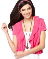 Ruffles update Style&co.'s essential shrug for spring. Try it with your favorite tank tops and camis! (Clearance) Ruffles update Style&co.'s essential shrug for spring. Try it with your favorite tank tops and camis! (Clearance)