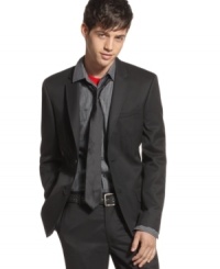 This Kenneth Cole blazer might look great with a shirt and tie, but you can also toss it over a T shirt and master the high-low mix. This Kenneth Cole blazer might look great with a shirt and tie, but you can also toss it over a T shirt and master the high-low mix.