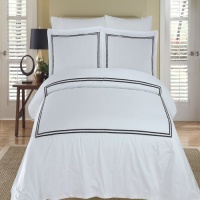 Hotel Black and White Dots Framed Bedding Duvet Cover Set Full/Queen Hotel Black and White Dots Framed Bedding Duvet Cover Set Full/Queen