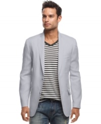 A linen blazer provides a classic summer layer. This INC International Concepts blazer raises your style with a timeless look. A linen blazer provides a classic summer layer. This INC International Concepts blazer raises your style with a timeless look.