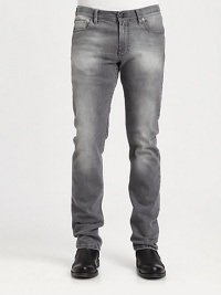 Impeccable Italian denim is tailored with a slimmer straight-leg and treated and distressed to resemble with a washed, well-worn look.Five-pocket styleInseam, about 3298% cotton/2% elastaneDry cleanMade in Italy