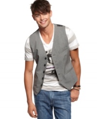 Add polish to any casual look with this on-trend vest from Kenneth Cole Reaction. Add polish to any casual look with this on-trend vest from Kenneth Cole Reaction.