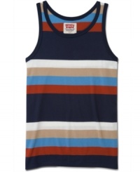 Stripe it up this summer with a hot-weather staple: a sleeveless tank from Levi's. Stripe it up this summer with a hot-weather staple: a sleeveless tank from Levi's.
