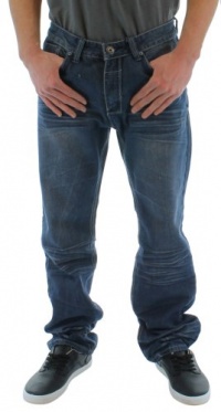 MO7 Most Official Seven Men's Straight Fit Denim Jeans Distressed Indigo