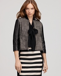 10 Crosby Derek Lam Jacket - Tweed and Leather Zip Front 10 Crosby Derek Lam Jacket - Tweed and Leather Zip Front