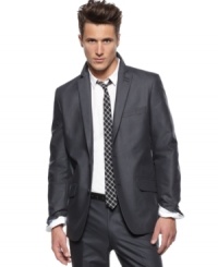 A modern two-button closure and fit has this blazer from INC adding sophistication to your workweek wardrobe. A modern two-button closure and fit has this blazer from INC adding sophistication to your workweek wardrobe.