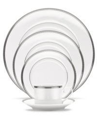 Go platinum. Three tiers of sparkling squares in white porcelain give the Pembroke Platinum place setting a look that's festive yet refined. Solid bands add brilliance to contemporary dinnerware shapes by Noritake. Go platinum. Three tiers of sparkling squares in white porcelain give the Pembroke Platinum place setting a look that's festive yet refined. Solid bands add brilliance to contemporary dinnerware shapes by Noritake.
