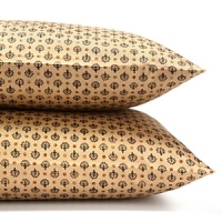 The intricate design of an antique Persian Rug in terracotta, bronze and cream tones inspires these unique Ralph Lauren pillowcases. The intricate design of an antique Persian Rug in terracotta, bronze and cream tones inspires these unique Ralph Lauren pillowcases.