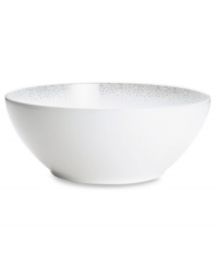 A fine mist of platinum dots settles along the sumptuous white china of this Alana Platinum accent plate, bringing elegant allure to every memory-making occasion. From Noritake. A fine mist of platinum dots settles along the sumptuous white china of this Alana Platinum accent plate, bringing elegant allure to every memory-making occasion. From Noritake.