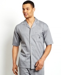Top off your stylish sleepwear look with this herringbone camp shirt from Nautica. Top off your stylish sleepwear look with this herringbone camp shirt from Nautica.