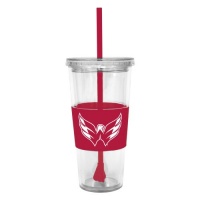 NHL Washington Capitals 22 Ounce Insulated Tumbler with Rubber Sleeve and Stir Straw NHL Washington Capitals 22 Ounce Insulated Tumbler with Rubber Sleeve and Stir Straw