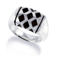 J.Goodman Sterling Silver Ring with High Polish Finish and Black Oxidized Detail J.Goodman Sterling Silver Ring with High Polish Finish and Black Oxidized Detail