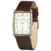 Skagen Men's 294LSLD1 Steel Silver Dial and Brown Strap Watch Skagen Men's 294LSLD1 Steel Silver Dial and Brown Strap Watch