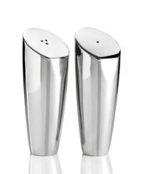 Luxe materials shine in these minimalist salt and pepper shakers from Hotel Collection serveware, featuring polished stainless steel in a chic, modern silhouette. Luxe materials shine in these minimalist salt and pepper shakers from Hotel Collection serveware, featuring polished stainless steel in a chic, modern silhouette.