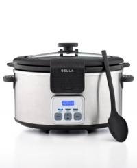 Slow down & eat up. Your go-to for making masterful meals while you're out of the kitchen, this 6-qt. slow cooker features a 12-hour digital countdown timer and three temperature settings for precision results. The hinged tempered glass lid locks in place for peace of mind while 1-year warranty. Model 13722. Slow down & eat up. Your go-to for making masterful meals while you're out of the kitchen, this 6-qt. slow cooker features a 12-hour digital countdown timer and three temperature settings for precision results. The hinged tempered glass lid locks in place for peace of mind while 1-year warranty. Model 13722.