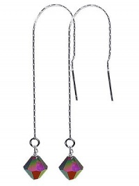 Sterling Silver Vitrail Medium Crystal Threader Ear Wire String Earrings Made with Swarovski Elements Sterling Silver Vitrail Medium Crystal Threader Ear Wire String Earrings Made with Swarovski Elements