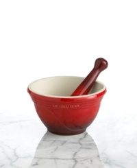Deep, vibrant flavors of spices and herbs are only unleashed when the ingredients are ground by hand, and this pestle and mortar set delivers precision results with an unglazed interior and pestle tip that provide just the right amount of friction for maximum efficiency. Lifetime limited warranty. Deep, vibrant flavors of spices and herbs are only unleashed when the ingredients are ground by hand, and this pestle and mortar set delivers precision results with an unglazed interior and pestle tip that provide just the right amount of friction for maximum efficiency. Lifetime limited warranty.