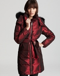 Draped in a dazzling jewel tone, shimmering with sleek metallics and trimmed with sumptuous fur, this Burberry Brit down coat ushers in a show-stopping, rather snow-stopping season. Draped in a dazzling jewel tone, shimmering with sleek metallics and trimmed with sumptuous fur, this Burberry Brit down coat ushers in a show-stopping, rather snow-stopping season.