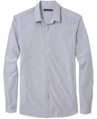 The perfect going-out shirt, this striped woven from DKNY features a hidden-button placket that's sure to be a conversation starter. The perfect going-out shirt, this striped woven from DKNY features a hidden-button placket that's sure to be a conversation starter.