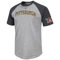 MLB Pittsburgh Pirates Big Leaguer Fashion Crew Neck Ringer T-Shirt, Steel Heather/Charcoal Heather MLB Pittsburgh Pirates Big Leaguer Fashion Crew Neck Ringer T-Shirt, Steel Heather/Charcoal Heather