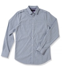 Style on the fly. Pull on this gingham plaid shirt from American Rag and feel confident you're pulling off casual style, even on the go. Style on the fly. Pull on this gingham plaid shirt from American Rag and feel confident you're pulling off casual style, even on the go.