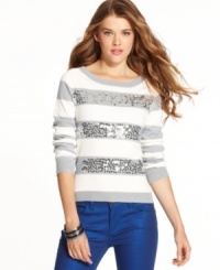 No need to have the winter style blues! Wake-up your cold-weather closet with Sweater Project's striped, sequin-adorned layer. No need to have the winter style blues! Wake-up your cold-weather closet with Sweater Project's striped, sequin-adorned layer.
