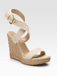 A crocheted ankle-strap design with leather details and roped, rural-inspired wedge.Roped wedge heel, 4¾ (120mm) Roped platform, 1¼ (30mm) Compares to a 3½ heel (90mm) Open toe Adjustable strap with buckle Cotton upper Leather lining Padded insole Rubber sole Made in SpainOUR FIT MODEL RECOMMENDS ordering true size.. A crocheted ankle-strap design with leather details and roped, rural-inspired wedge.Roped wedge heel, 4¾ (120mm) Roped platform, 1¼ (30mm) Compares to a 3½ heel (90mm) Open toe Adjustable strap with buckle Cotton upper Leather lining Padded insole Rubber sole Made in SpainOUR FIT MODEL RECOMMENDS ordering true size..