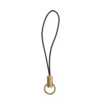 Cell Phone Strap Black/ Gold Tone Split Ring (10) Cell Phone Strap Black/ Gold Tone Split Ring (10)