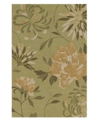 A delicate bouquet of florals pops against a moss-green ground, bringing beauty to every outdoor floor. This indoor/outdoor area rug from Dalyn is crafted from hand-hooked polypropylene for superb durability when exposed to the elements. A delicate bouquet of florals pops against a moss-green ground, bringing beauty to every outdoor floor. This indoor/outdoor area rug from Dalyn is crafted from hand-hooked polypropylene for superb durability when exposed to the elements.