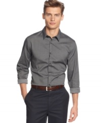 The classics keep getting better. Slip into a slim-fitted dobby shirt by Calvin Klein for a thoroughly modern statement. The classics keep getting better. Slip into a slim-fitted dobby shirt by Calvin Klein for a thoroughly modern statement.