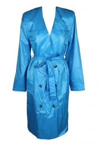 Back Womens Aqua Yoke Collar Double Breasted Tie Waist Trench Coat 10 Back Womens Aqua Yoke Collar Double Breasted Tie Waist Trench Coat 10