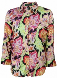 Lauren Ralph Lauren Women's Bright Floral Shirt PM Black Multi Lauren Ralph Lauren Women's Bright Floral Shirt PM Black Multi