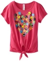 Beautees Girls 7-16 Heart Tie Front Top, Hot Pink, Small