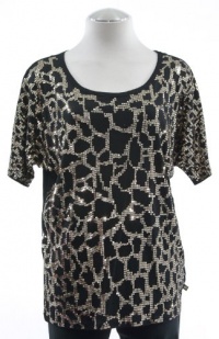 Michael Kors Black/Gold Python Sequin Jersey Shirt Top Medium Michael Kors Black/Gold Python Sequin Jersey Shirt Top Medium