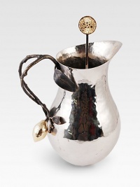From the Lemonwood Collection. An impressive vessel from which to serve lemonade or iced tea, this gleaming pitcher has a graceful twig handle of cast metal, accented with a golden lemon accent. The accompanying stirrer is wittily topped with a goldplated lemon slice.Goldplated and oxidized metal alloyStainless steelHand-finished6.25 diameter; 8.5W including handle X 9.5H; 12L stirrer78-oz. capacityHand washImported From the Lemonwood Collection. An impressive vessel from which to serve lemonade or iced tea, this gleaming pitcher has a graceful twig handle of cast metal, accented with a golden lemon accent. The accompanying stirrer is wittily topped with a goldplated lemon slice.Goldplated and oxidized metal alloyStainless steelHand-finished6.25 diameter; 8.5W including handle X 9.5H; 12L stirrer78-oz. capacityHand washImported