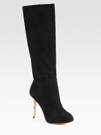 Channel exotic vibes wearing this suede boot with a luxe python-covered heel. Python-covered heel, 4¼ (110mm)Shaft, 15Leg circumference, 14Suede upperSide zipLeather lining and solePadded insoleImported Channel exotic vibes wearing this suede boot with a luxe python-covered heel. Python-covered heel, 4¼ (110mm)Shaft, 15Leg circumference, 14Suede upperSide zipLeather lining and solePadded insoleImported