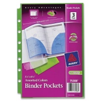 Avery Mini Assorted Binder Pockets for 5.5 x 8.5-Inches Binders, Pack of 3 (75308)