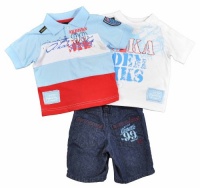 Akademiks Infant Boys 3Pc Light Blue Polo & Denim Short Set Akademiks Infant Boys 3Pc Light Blue Polo & Denim Short Set