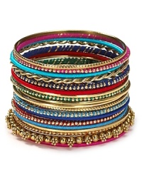 Nail this season's eclectic jewelry trend with beaded coil bracelet from Cara. Decorated with layers of multi colored beads, this colorful piece will work just as well for day as for night. Nail this season's eclectic jewelry trend with beaded coil bracelet from Cara. Decorated with layers of multi colored beads, this colorful piece will work just as well for day as for night.
